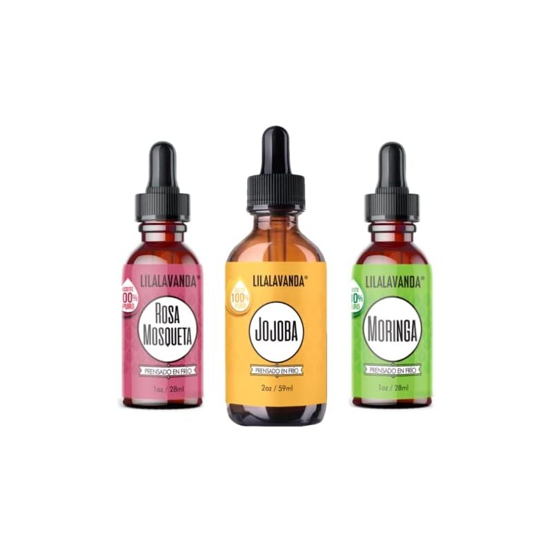 LilaLavanda – Kit Trío Facial: Rosa Mosqueta, Moringa y Jojoba