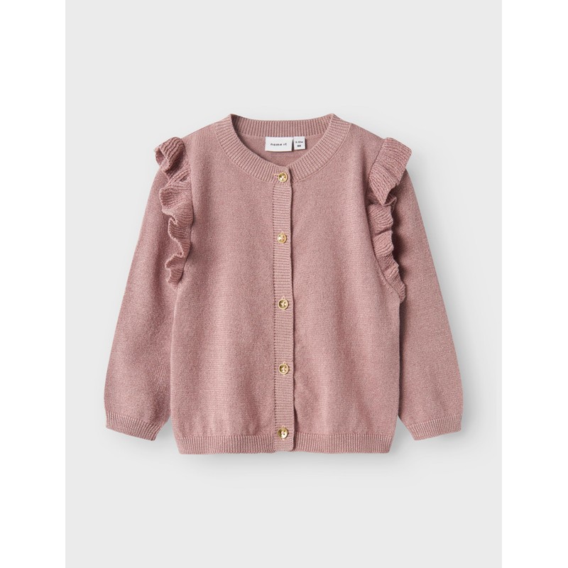 NAME IT Girls' Nmfabinne LS Knit Card Noos Cardigan, mauve