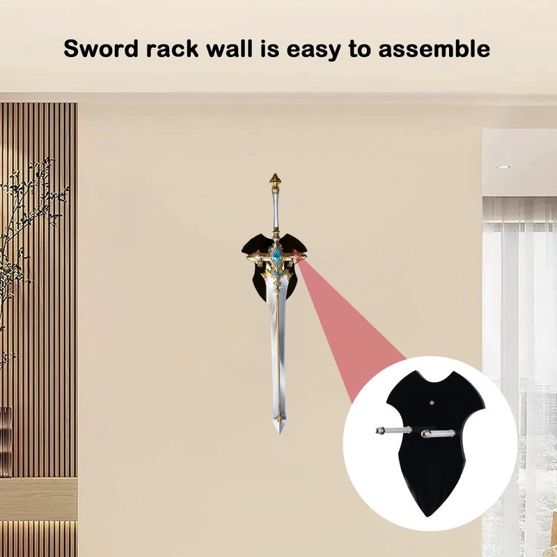 NIYATA Pack of 2 Acrylic Sword Wall Mounts, Black, Sword