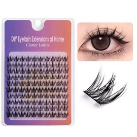 HASTHIP® Pestañas Postizas en Clúster Wispy, Falsies Autoadhesivas sin Pegamento, Volumen Natural, Banda Invisible, 24 Horas de Duración, Aplicación R