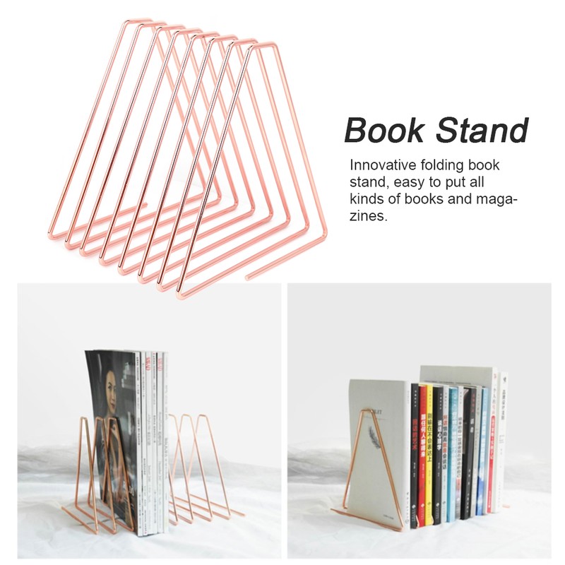 Innovative Desktop Flexible Folding Metal Bookend Book Stand Holder Organizer