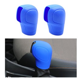 Ziciner 2PCS Car Gear Shift Knob Cover, Elastic Silicone Car Automatic Shift Protect Accessories, Anti-Slip Auto Knob Gear Stick Protector, Car Interior Decoration (Old, Blue)