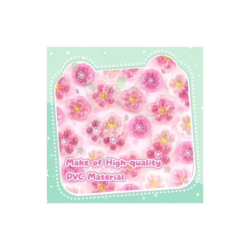Cute Light Green Cherry Blossom Puff Stickers Kawaii Mini Puffy