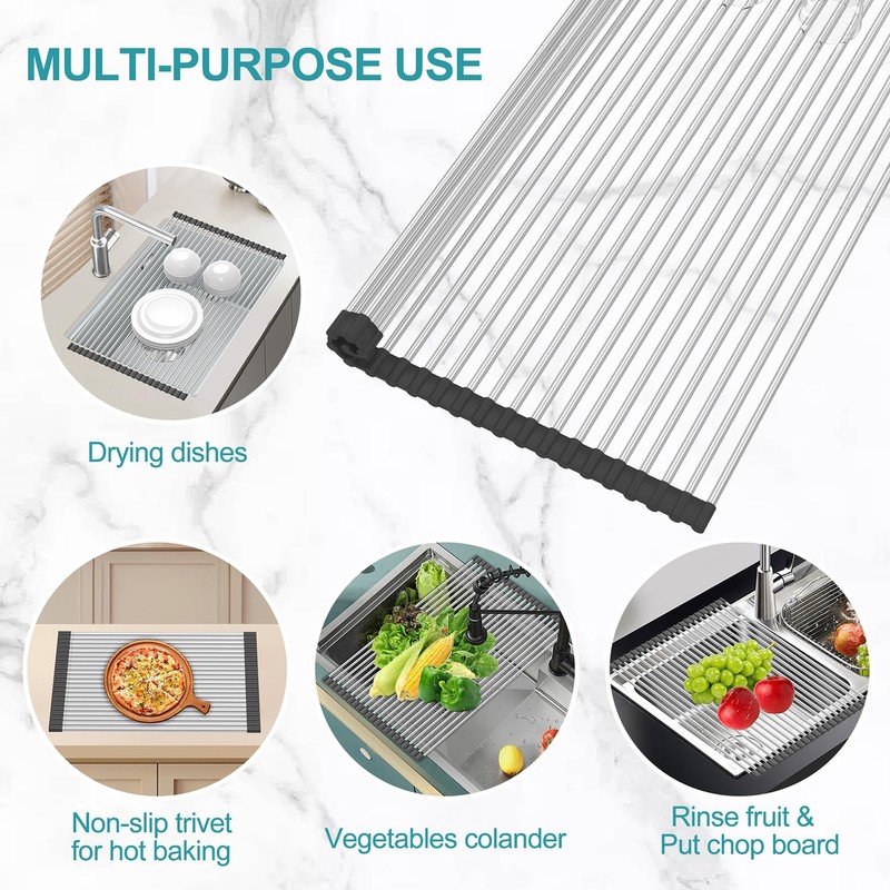 BBXTYLY Extra Large Expandable Roll Up Dish Drying Rack,Over The