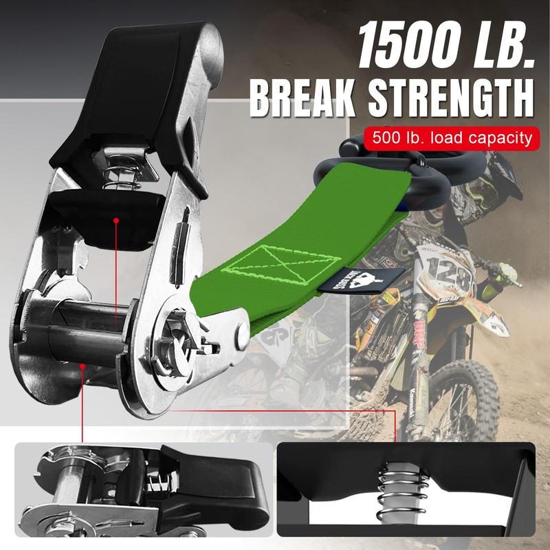 Jack Boss Ratchet Tie Down Straps Set,1500 lbs Break Strength,