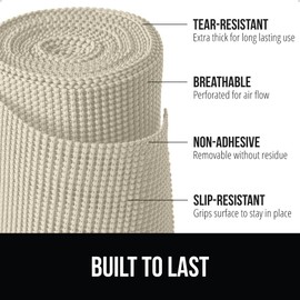 GORILLA GRIP GORILLA GRIP powerGRIP Drawer Shelf and Cabinet Liner, Thick Strong Hold, Non-Adhesive Liners Protect Kitchen Cabinets and Cupboard, Bathroom Drawers, Easy Install, Breathable Mat, 20" x20', Cream