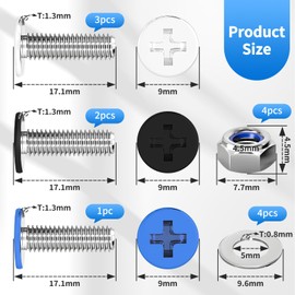 License Plate Screws - Number Plate Screws for Number Plate Holder, Motorcycle Number Plate Holder, Stainless Steel Screw Set with Flange for Motorcycle, Moped, Scooter (6 Pieces, M5 x 17 mm)