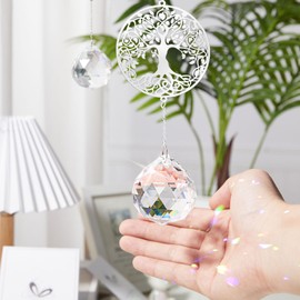 Elivida Modern Sympathy Gift for Loss of Loved Ones, Tree of Life Design Bereavement Gift Idea, Sorry for Your Loss Grief Suncatcher, Memorial 40mm Crystal Ornament Rainbow Maker