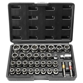 VEVOR Bolt Extractor Set, 32-Piece Bolt and Nut Remover Set, 6mm to 10mm, 13/32" to 3/4", CR-MO Steel Extraction Socket Set with Storage Case, for Removing Damaged Rusted Bolts, Nuts and Screws