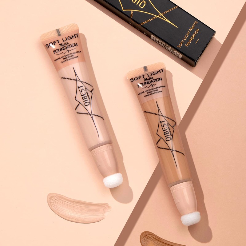 Full Coverage Foundation, Liquid Mat Foundation with Cushion Applicator, Waterproof