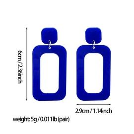 RCHENGYANUIMA Retro Acrylic Geometric Simple Square Hollow Statement Neon Drop Earring for Women Party Costume 80s Accessory, Acrylic, No Gemstone