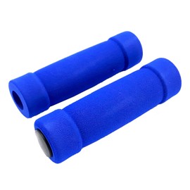 Land-Haus-Shop® Bicycle Grips Scooter Handlebar Grips, Foam Rubber Cover Foam or Leather-Look Faux Leather Retro Look, blue