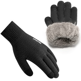 Rahhint Winter Gloves for Men and Women, Touchscreen Thermal Gloves, Warm Wool Knitted Gloves with Fleece Lining