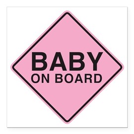 CafePress Baby On Board Square Car Magnet 3 X 3 Square Car Magnet, Magnetic Bumper Display