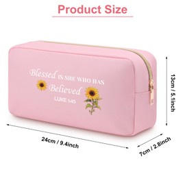 Christian Makeup Bag for Women Religious Gifts Oxford Cloth Makeup Zipper Pouch Bag Bible Verse Cosmetic Bag for Daughter Sister BFF Teen Girls Scripture Baptism Christian Gifts