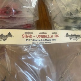 Brenco 9” Umbrella Rig 4 Arm 11” With 6” Shad (9)  Pearl Black 8/0 Hook Mustad New Pkg
