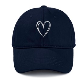 Zando 2025 Trendy Unisex Baseball Caps Embroidered Heart Hats for Women Preppy Dad Mom Adjustable Navy Blue Ball Cap Plain Cotton Trucker Hat Workout Running Golf Tennies Travel Valentines One Size
