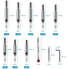 flintronic Hinge Drill, 11 Piece Centring Drill Set, Self-Centring Hinge Hardware Hole Drill Tool Set for Woodworking, Adjustable Door Window Drill