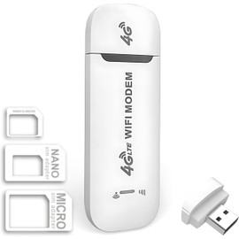 Mini Portable Wifi 4G LTE Dongle Sim Modem, USB Plug, Wireless Router with SIM Card Slot Support, Portable Travel Hotspot Support LTE B1/B3/B7/B8/B20/B38/B40/B41 With SIM card slot