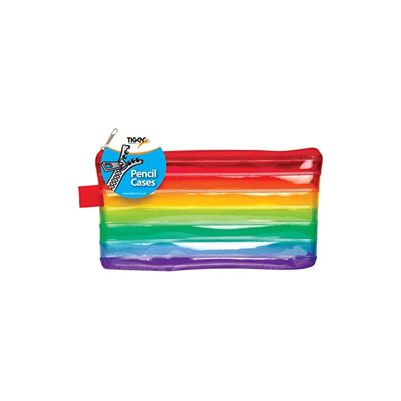 Tiger pencil case - rainbow colours 8 x 4 inch