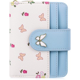 Farcauo Women's Purse, Women's Purse, Small Women's Purse, Mini Purse, Blue, Kawaii Butterfly Card Wallet for Women