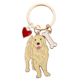 MMIUAEG Cute Puppy Dog Keychain Golden Retriever Key Charm Keychain Pet Lover Gift Car Key Accessories Decor for Women Men Family Friends-Gold
