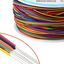 Ausla 30AWG 0.6 mm Bell Wire 8 Colours, Copper Solid Cable, Electrical Cable Made of Tinned Copper Wire, 8 Colours Insulation Wrap Copper Test Cable, 250 m/1 Roll