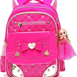 Backpack for Girls, Waterproof Kids Backpacks School Bag Toddler Bookbags Cute Travel Daypack (Large, A-Rose Red) - Color: Rose red