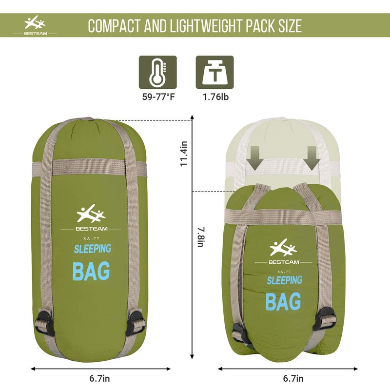 BESTEAM Ultra-Light Warm Weather Envelope Sleeping Bag, Outdoor Camping, Backpacking