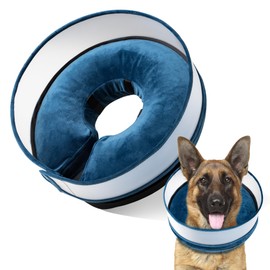 Inflatable Dog Cone, Soft Dog Cone Collar After Surgery for Alternative with Enhanced Anti-Licking Guard Shield Adjustable Detachable Cone Collar, Elizabethan Collar (M, Blue)