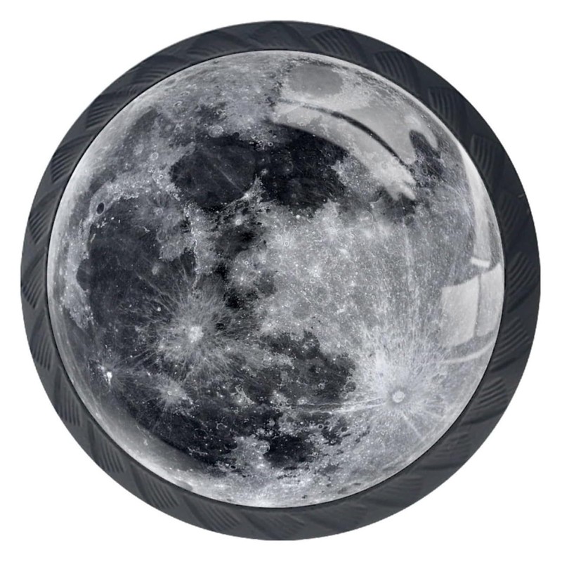 Artinhand 4 Pack Moon Kitchen Cabinet Knobs Round Drawer Pulls