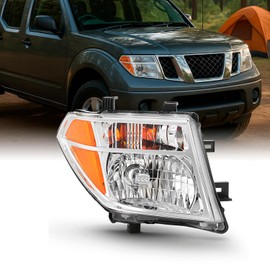 AKKON - Chrome Headlight Fits 2005-2008 Frontier 2005-2007 Pathfinder [Halogen Models] Replacement Passenger Right Side