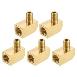 sourcing map 4Pcs Brass Pipe Fitting 90 Degree Barstock Street Elbow M6 Male x M8 Female Pipe Connector for Gas, Air, Oil, Propane
