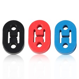 SUJEBKC Pack of 3 Rubber Exhaust Holders, Car Exhaust Hanger, 2 Hole Universal Exhaust Holder, Silencer for Most Cars (Red Blue Black), black