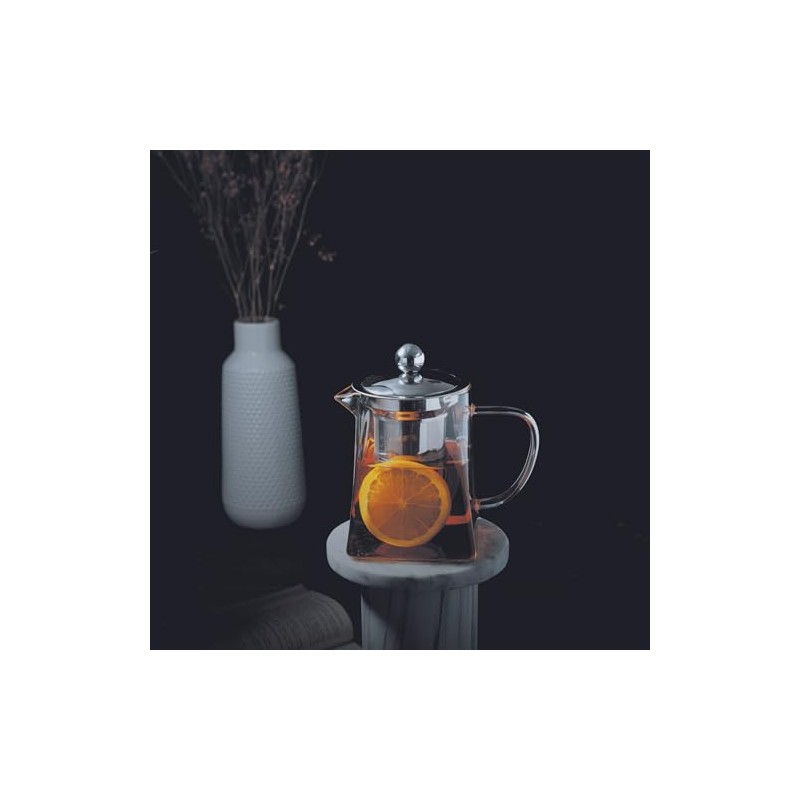 Cristel Rooïbos Collection Borosilicate Glass Tea Pot, 27 Ounces, with