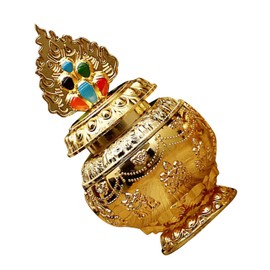 GRIRIW Antique Alloy Buddha Offering Bottle Elegant Decor for Buddhist Unique Home Decoration Auspicious Symbolism Present for Friends Family