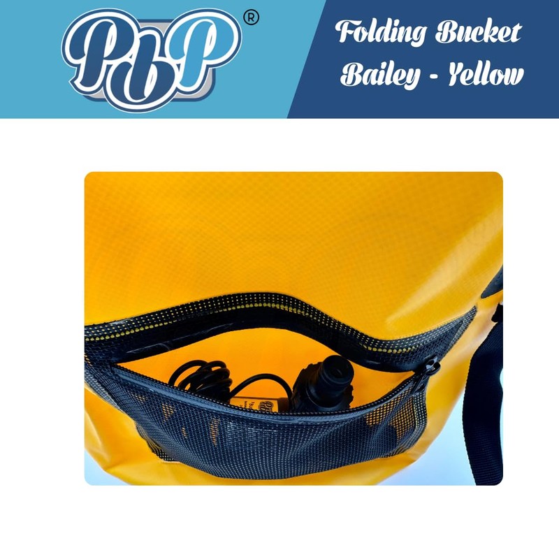 PBP Bailey 30L Folding Bucket with Quick Hose Connector (Yellow)