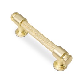 POVEFONK 10 Pack 3-3/4 inch(96mm) Brushed Brass Kitchen Cabinet Pulls - Gold Drawer Pulls & Dresser Handles
