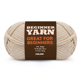 Hilo beige de 60 g para ganchillo y tejer; hilo de algodón de 66 m para principiantes con costuras fáciles de ver; peso peor, mediano #4; hilo de mezcla de algodón y nailon para principiantes