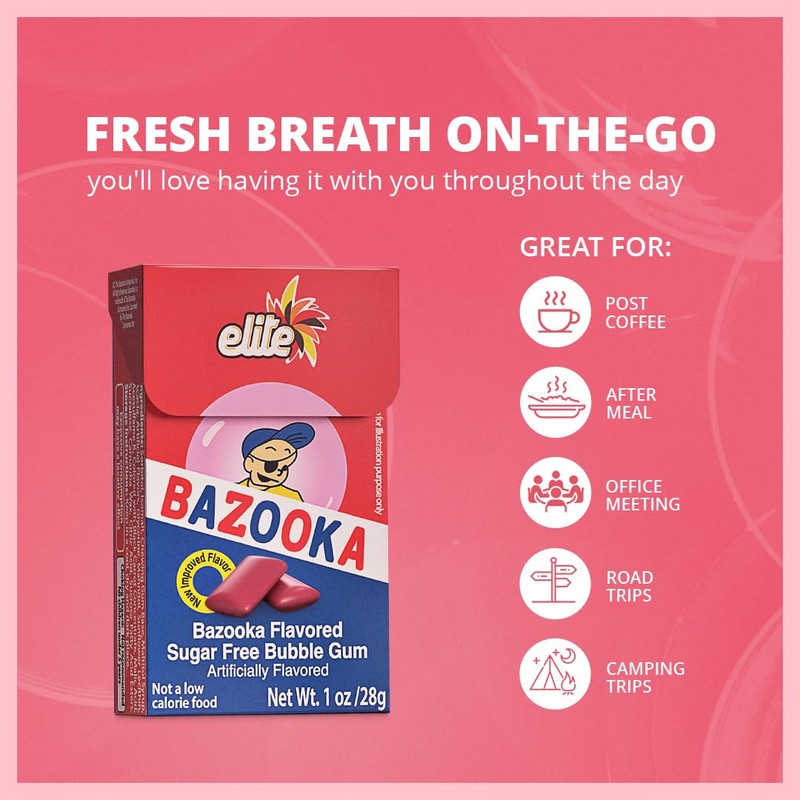 Elite Must Sugar Free Gum Classic Flavor Bazooka, 1oz (16