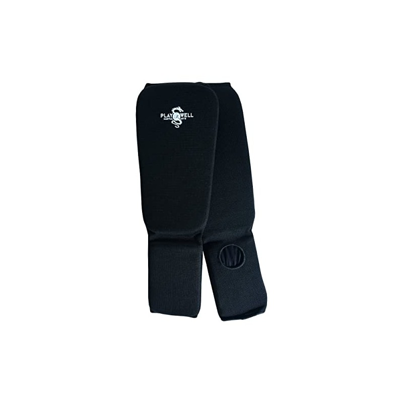 Playwell Martial Arts Elasticated Cotton Slip On Shin Instep Protectors