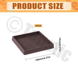 Tanstic 4Pcs Non Slip Furniture Pads, Square Rubber Anti Skid Furniture Grippers Furniture Legs Furniture Feet for Keep Couch Stoppers (Brown, 4 x 4 Inch)