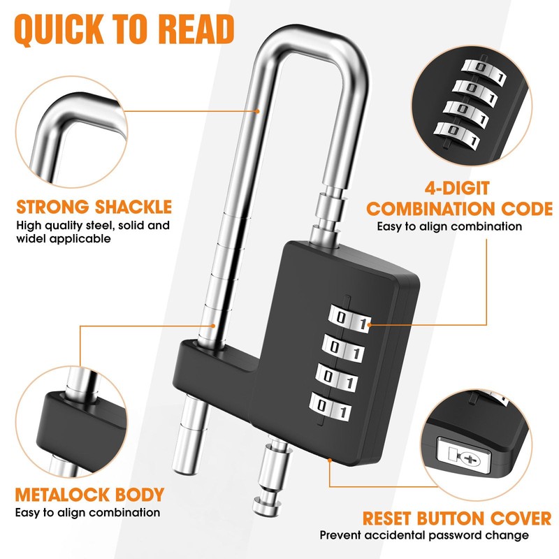 MeBantoo Cabinet Lock with Combination, Adjustable U-Shaped Combination Cabinet Lock