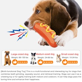 Piuiafey Hot Dog Squeaky Dog Toy - Interactive Rubber Dog Chew Toy for Aggressive Chewers - Cute Dog Accessories & Long Lasting Dog Chews - Humorous Gift for Dog Lovers