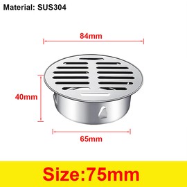 Qrity Removable Floor Drain, 304 Stainless Steel Anti-Locking Roof Drain, Floor Drain Shower, Floor Drain for Outdoor Use (75 Flat Mouth)
