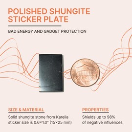 Karelian Heritage Authentic Shungite Stone Sticker Tile Cell Phone Protector 15x25 mm (0,6x1 inches) | Polished Shungite Protection Plate for Tablets & Laptops | Shield Blocker for Home Office FRE5