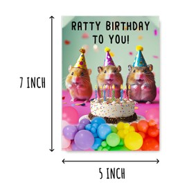SNHDesign Ratty Birthday To You Card - Rat Birthday Card - Happy Birthday Card - Cute Rat Card - Greeting Card - Rat Lovers Card - Card For Family Friend