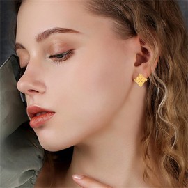 coadipress Witches Knot Stud Earrings for Women Delicate Fashion Minimalism Stainless Steel Celtic knot Stud Earrings Amulet Protection Good Luck Accessories Jewelry Gifts ﻿ (Gold)