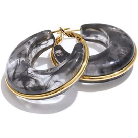 MADIOLA Aretes de aro de resina chapado en oro de 14K, arracadas, aretes de acrlico, joyera clsica de moda, regalo toda ocasin