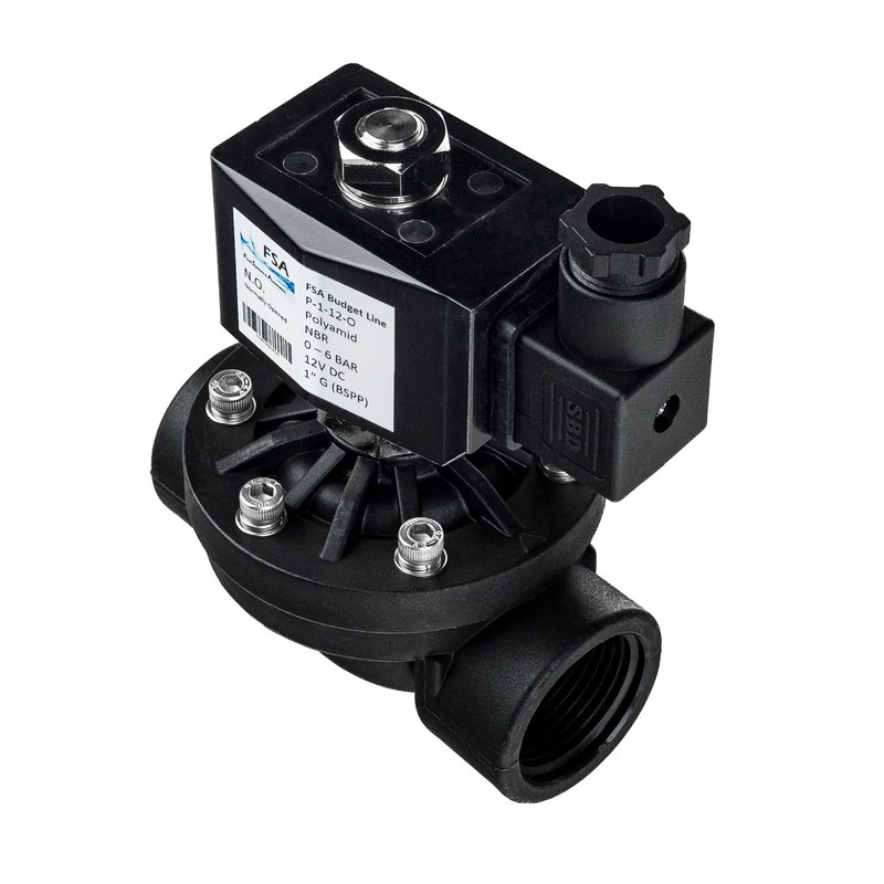 FSA Solenoid Valve Plastic PA6 1 Inch 12 V DC